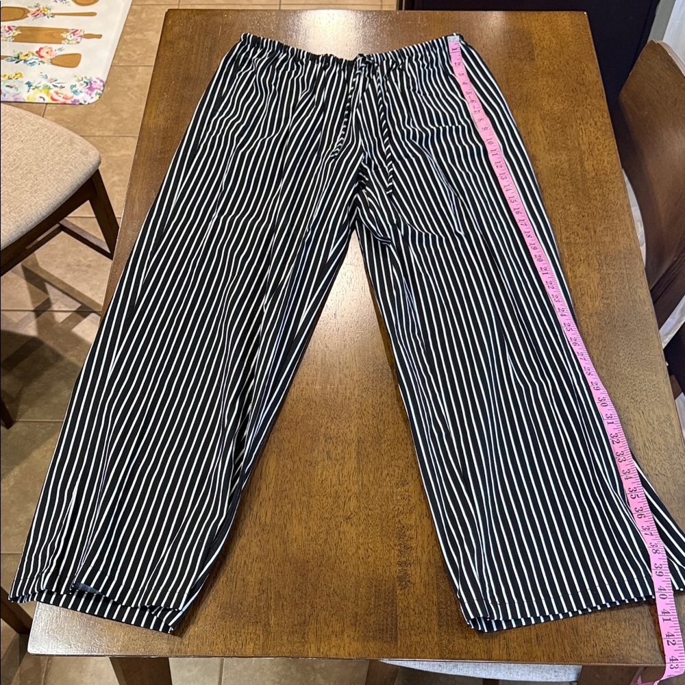 No Boundaries Black and White Striped Wide Leg Pants